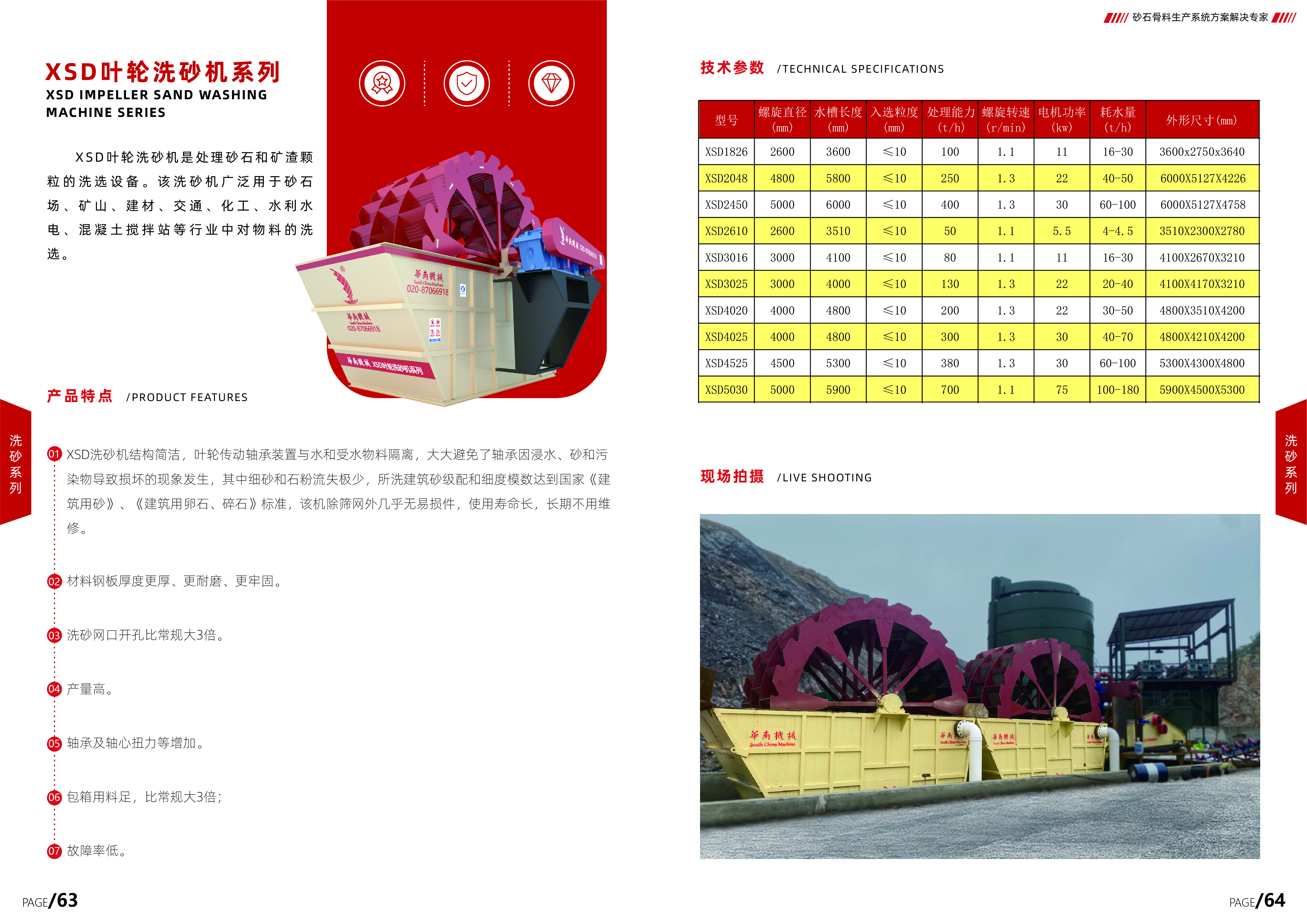 XSD叶轮洗砂机系列参数